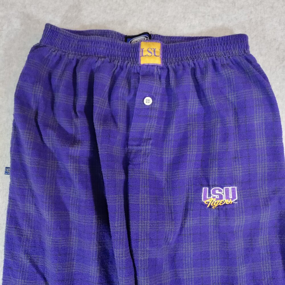 LSU Tigers Pajama Pants Mens M Concepts Sport Purple Plaid Cotton Lounge - Picture 3 of 10